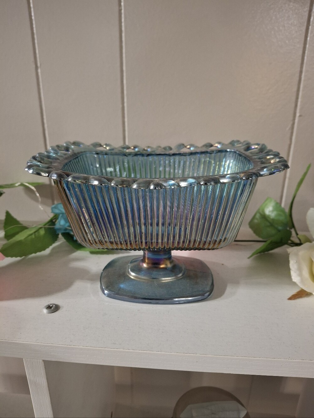 Iridescent Carnival Ribbed Dish